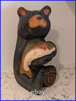 Large 16 Big Sky Carvers Bear with Fish D U Feet Wood Carving by Jeff Fleming