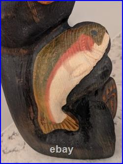 Large 16 Big Sky Carvers Bear with Fish D U Feet Wood Carving by Jeff Fleming