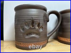 Lot 2 Big Sky Carvers Maskwa Ridge Coffee Mug Paw Claw Bear Print Brown Matte