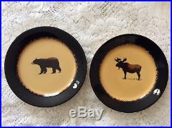 Lot 6 Brushwerks Moose-Bear Stoneware by Big Sky Carvers Dinner-Bowl-Salad Plate