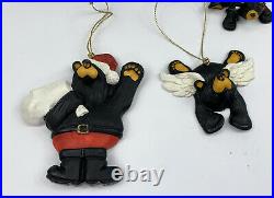 Lot Of 5 Big Sky Carver Bearfoot Black Bear Christmas Ornament Jeff Fleming