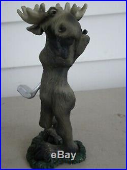 Lot of 4 Bearfoots Big Sky Carvers Mooses Figurines, Golf, Frog, Bird, 2002