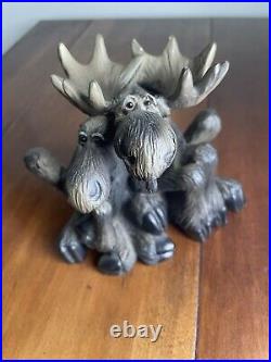 MOUNTAIN Bear Foots Gray Black 6 Humor Long Face Wild Moose Figurine Pair