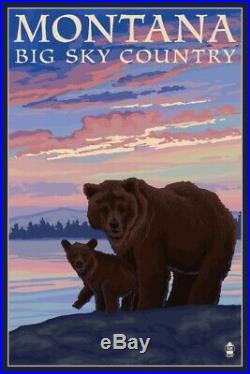 MT Big Sky Country Bear & Cub LP Artwork (36x54 Giclee Print)