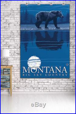 MT, Big Sky Country Bear in Moonlight LP Art (36x54 Giclee Print)