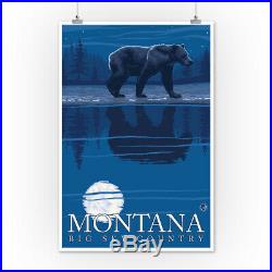 MT, Big Sky Country Bear in Moonlight LP Art (Posters, Wood & Metal Signs)