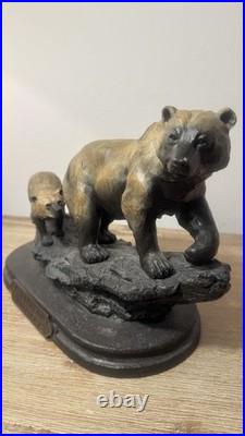 Marc Pierce Sculpture Mountain Matriarch Bear With Cub Big Sky Carvers