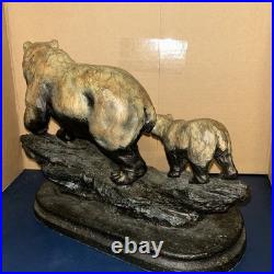 Marc Pierce Sculpture Mountain Matriarch Bear With Cub Big Sky Carvers