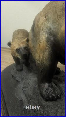 Marc Pierce Sculpture Mountain Matriarch Bear With Cub Big Sky Carvers