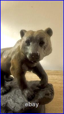 Marc Pierce Sculpture Mountain Matriarch Bear With Cub Big Sky Carvers