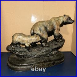 Marc Pierce Sculpture Mountain Matriarch Bear With Cub Big Sky Carvers
