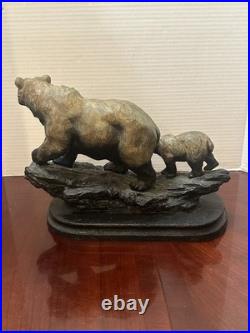 Marc Pierce Sculpture Mountain Matriarch Bear With Cub Big Sky Carvers