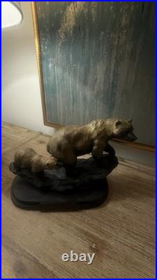 Marc Pierce Sculpture Mountain Matriarch Bear With Cub Big Sky Carvers
