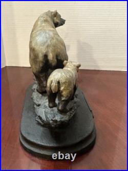 Marc Pierce Sculpture Mountain Matriarch Bear With Cub Big Sky Carvers