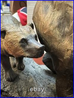 Marc Pierce Sculpture Mountain Matriarch Bear With Cub Big Sky Carvers
