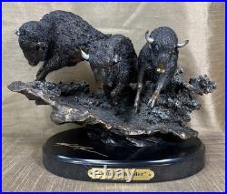 Marc Pierce Sig Collection Prairie Thunder Buffalos Sculpture Big Sky Carvers