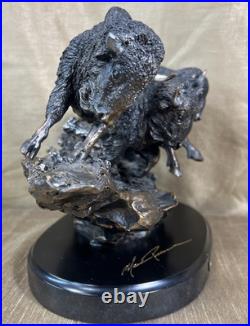 Marc Pierce Sig Collection Prairie Thunder Buffalos Sculpture Big Sky Carvers