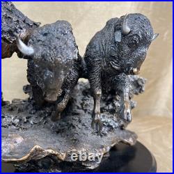 Marc Pierce Sig Collection Prairie Thunder Buffalos Sculpture Big Sky Carvers