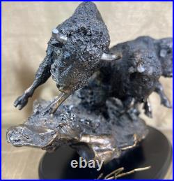 Marc Pierce Sig Collection Prairie Thunder Buffalos Sculpture Big Sky Carvers