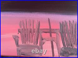 Original Acrylic Adirondack Chairs Sunset Landscape Pink Sky 14x11 Original Acrylic Adirondack Chairs Sunset Landscape Pink Sky 14x11