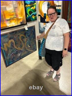 Original Acrylic Adirondack Chairs Sunset Landscape Pink Sky 14x11