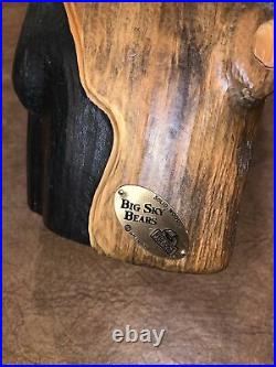 Original Big Sky Carvers Solid Wood Carving Bear Jeff Fleming Bear Stuck In Log