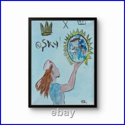 Original Nurse Holding the Earth Crown Sky Whimsical Illustration 14x11