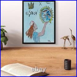 Original Nurse Holding the Earth Crown Sky Whimsical Illustration 14x11