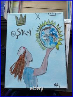 Original Nurse Holding the Earth Crown Sky Whimsical Illustration 14x11