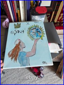 Original Nurse Holding the Earth Crown Sky Whimsical Illustration 14x11