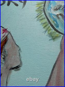 Original Nurse Holding the Earth Crown Sky Whimsical Illustration 14x11