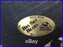 Original Wood Big Sky Carvers Sleeping Bear By Jeff Fleming 20 Long Brass Badge