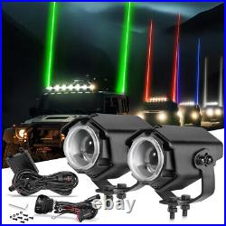 Pair Laser LED Whip Lights Pods Sky Tracer + 38.5 Rear Chase UTV LED Light Bar