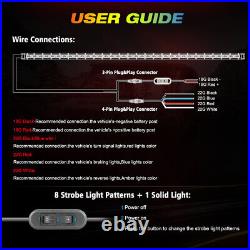 Pair Laser LED Whip Lights Pods Sky Tracer + 38.5 Rear Chase UTV LED Light Bar