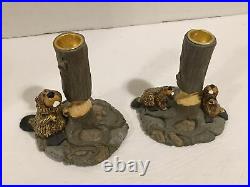 Pre-Owned/UsedBig Sky Carvers Bearfoots Set/Pair of Beaver Candle Stick Holders