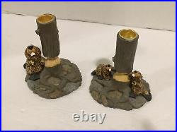Pre-Owned/UsedBig Sky Carvers Bearfoots Set/Pair of Beaver Candle Stick Holders