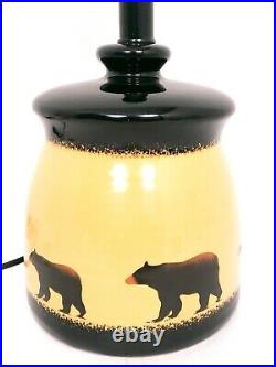 RARE Bear Big Sky Carvers Bear Canister Table Lamp Brushwerks Stoneware