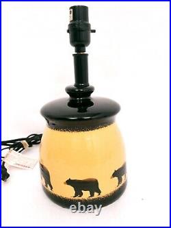RARE Bear Big Sky Carvers Bear Canister Table Lamp Brushwerks Stoneware