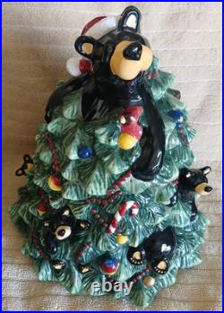 RARE! Bearfoot Bears Christmas Tree Cookie Jar Ceramic 11 Jeff Fleming RARE! Bearfoot Bears Christmas Tree Cookie Jar Ceramic 11 Jeff Fleming