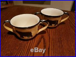 RARE Big Sky Carvers BRUSHWERKS BEAR Double Handle bowls, set of 2