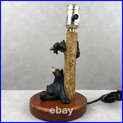 RARE Big Sky Carvers Bearfoots Honey Tree Lamp Figurine 2pc Set Jeff Fleming