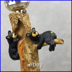 RARE Big Sky Carvers Bearfoots Honey Tree Lamp Figurine 2pc Set Jeff Fleming