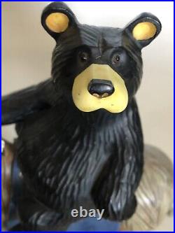 RARE Big Sky Carvers Jeff Fleming Black Bear riding toy reindeer / moose daisies