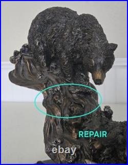 REPAIRED Marc Pierce Home Schooled Bear + Cubs Fishing Sculpture Big Sky Carvers