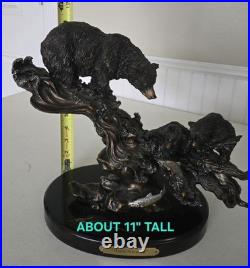 REPAIRED Marc Pierce Home Schooled Bear + Cubs Fishing Sculpture Big Sky Carvers