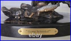 REPAIRED Marc Pierce Home Schooled Bear + Cubs Fishing Sculpture Big Sky Carvers