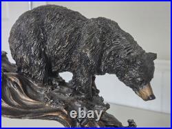 REPAIRED Marc Pierce Home Schooled Bear + Cubs Fishing Sculpture Big Sky Carvers