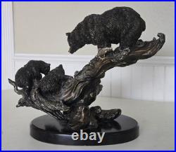 REPAIRED Marc Pierce Home Schooled Bear + Cubs Fishing Sculpture Big Sky Carvers