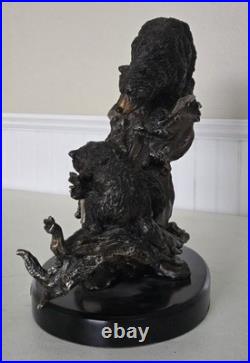 REPAIRED Marc Pierce Home Schooled Bear + Cubs Fishing Sculpture Big Sky Carvers