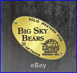 Rare Big Sky Bears Carvers Solid Western Pine Wood Jeff Fleming Welcome Montana